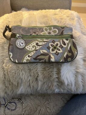 Spartina 449 Green and Gray Paisley Wristlet